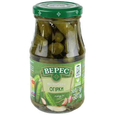 CORNICHONS PICKLED 12/300GR VERES UKRAINE