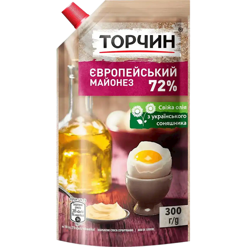 MAYONNAISE EUROPEAN 72% 30/300GR TORCHYN UKRAINE
