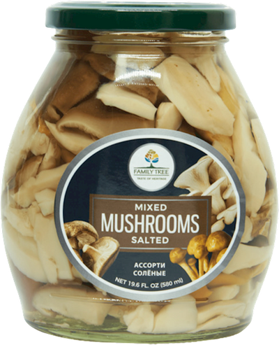 MUSHROOMS MIX SALTED 12/580ML FAMILY TREE