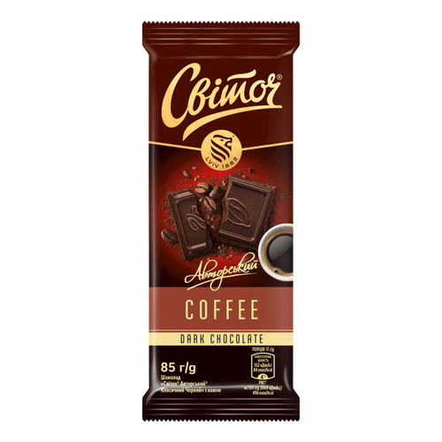 CHOCOLATE BAR DARK CLASSIC W/COFFEE FLAVOR AVTORSKIY 25/85GR SVITOCH