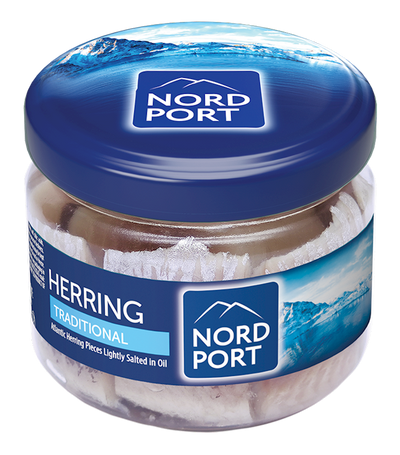 HERRING FILLET PIECES LIGHTLY SALTED IN OIL TRADITIONAL GLASS 6/290GR NORD PORT NP4739