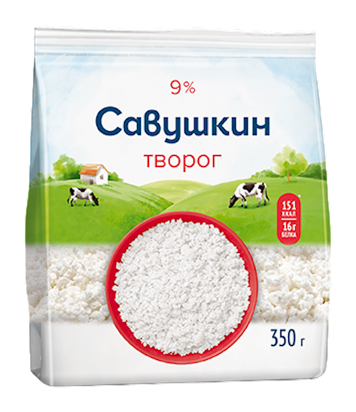 FARMER CHEESE CURD 9% 8/350GR SAVUSHKIN PRODUCT N1472