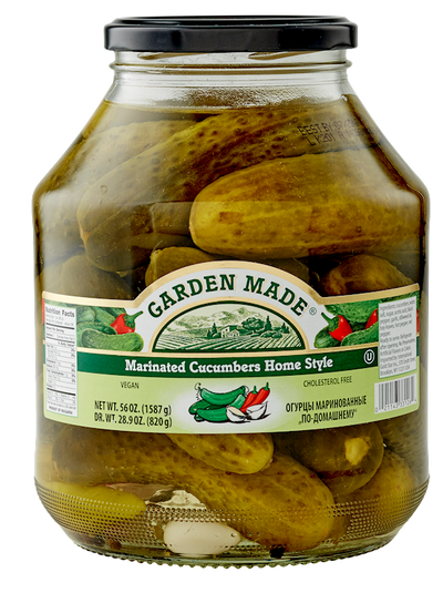 CUCUMBERS HOME STYLE  MARINATED 6/56 OZ GARDEN MADE BULGARIA N33126