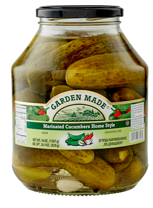 CUCUMBERS HOME STYLE  MARINATED 6/56 OZ GARDEN MADE BULGARIA N33126