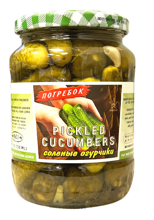 CUCUMBERS PICKLED W/GARLIC&DILL POGREBOK 12/720GR R&S N1076