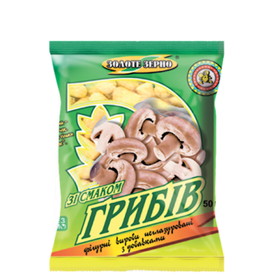 CORN SNACK W/MUSHROOMS 60/50GR ZOLOTE ZERNO N102