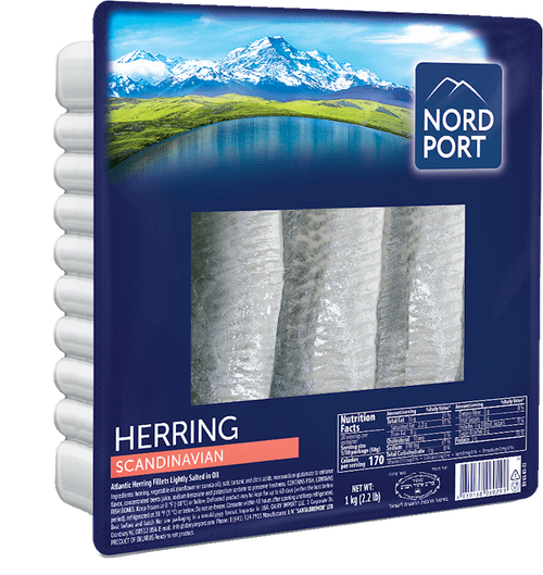 HERRING FILLET LIGHTLY SALTED IN OIL TRADITIONAL SCANDINAVIAN STYLE 3/1000GR NORD PORT NP4734