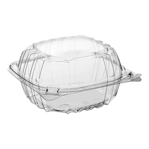 CONTAINER SQUARE C57 6X5(3/4)X3 CLEAR SEAL W/HINGED LID (4X125) NC57PST1
