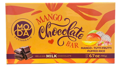 CHOCOLATE BAR MILK W/MANGO TUTTI FRUTTI&PUFFED RICE 6/190GR MODA