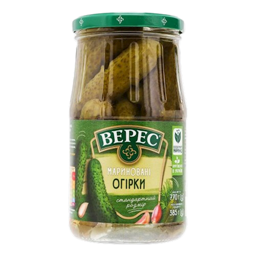 GHERKINS PICKLED 8/770GR VERES UKRAINE