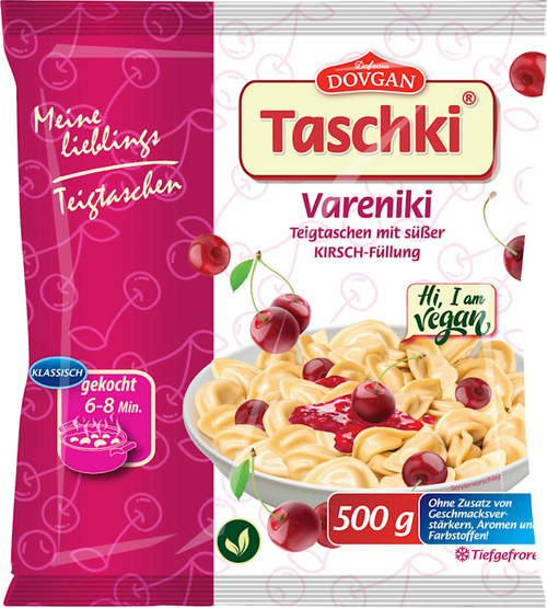 VARENIKI W/SWEET CHERRY FILLING FROZEN TASCHKI 12/500GR DOVGAN N90370500