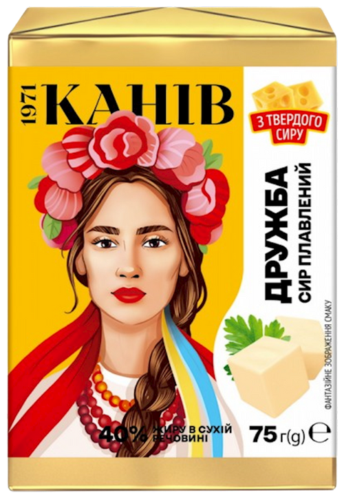 CHEESE PROCESSED DRUZHBA 35% 24/75GR KANIV UKRAINE N0463