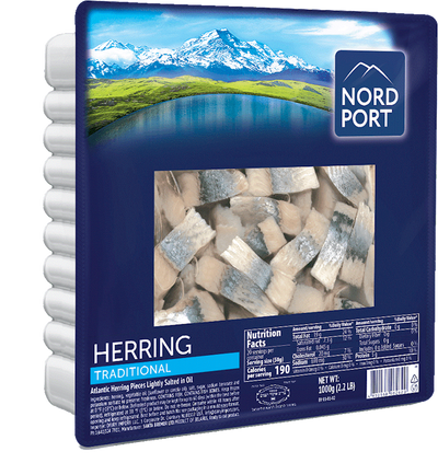 HERRING FILLETS TRADITIONAL ATLANTIC LIGHTLY SALTED IN OIL 3/1000GR NORD PORT N4793