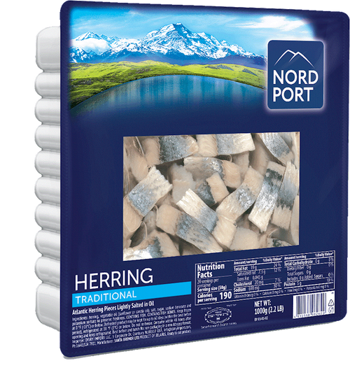 HERRING FILLETS TRADITIONAL ATLANTIC LIGHTLY SALTED IN OIL 3/1000GR NORD PORT N4793