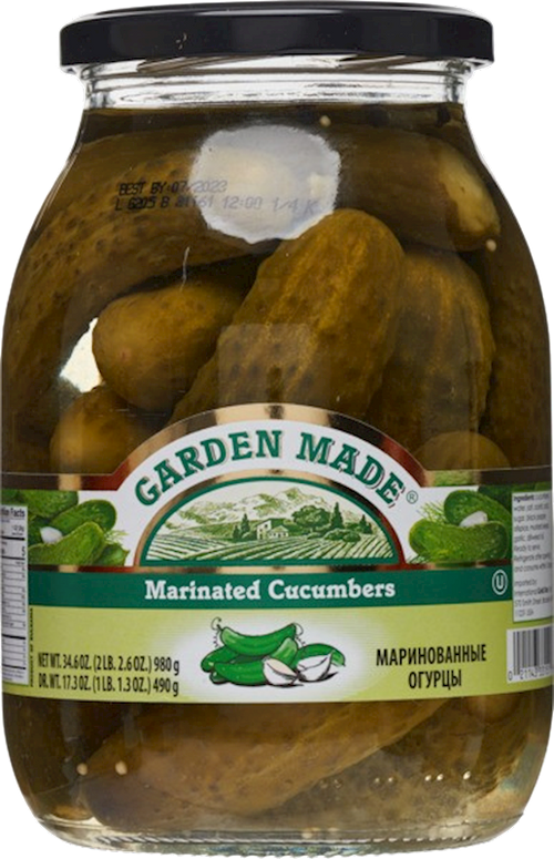 CUCUMBERS MARINATED 12/34.6 OZ GARDEN MADE BULGARIA N33151