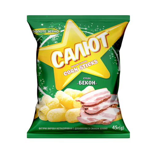CORN STICKS SALUTE W/BACON 30/45GR ZOLOTE ZERNO N164