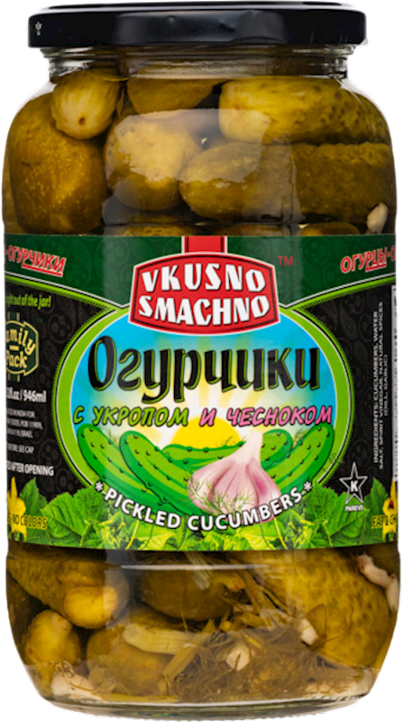 CUCUMBERS PICKLED W/GARLIC&DILL 12/907GR VKUSNO SMACHNO N2615