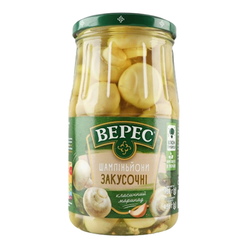 MUSHROOMS CHAMPIGNONS MARINATED 8/730GR VERES UKRAINE