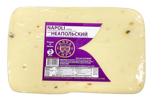 CHEESE NAPOLY W/TOMATOES PAPRIKA&BASIL CHUNK 1/1LB CHEESE CLUB UKRAINE N43014