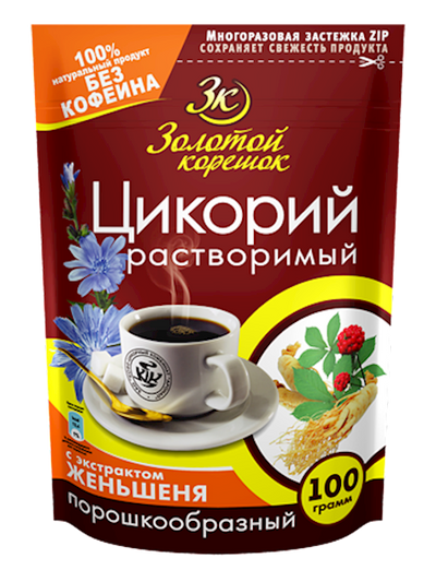 CHICORY POWDER W/GINSENG ZOLOTOY KORESHOK 12/100GR RUSSIA N10326