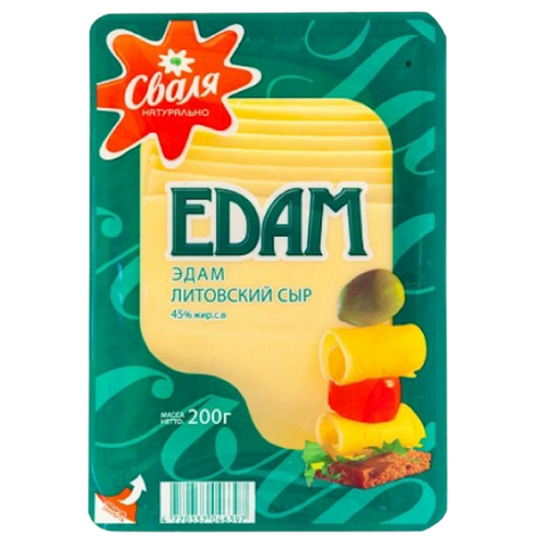 CHEESE EDAM SLICED 45% 18/150GR SVALIA  LITHUANIA SV129