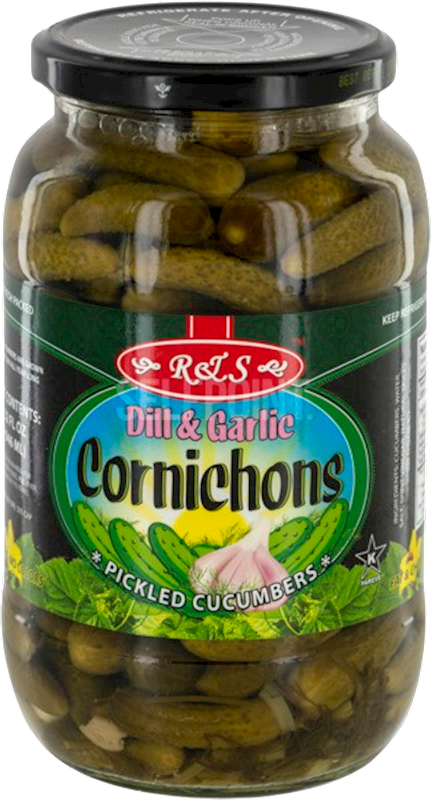 CORNICHONS PICKLED W/DILL&GARLIC 12/946ML R&S N2301