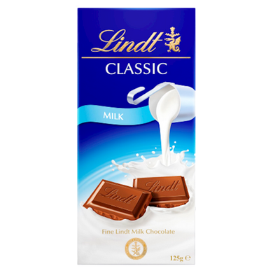CHOCOLATE BAR MILK CLASSIC RECIPE 12/125GR LINDT N438281(6)