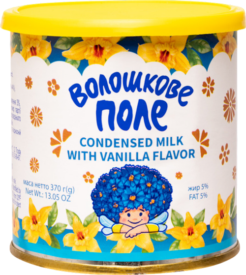 CONDENSED MILK W/VANILLA FLAVOR 15/370GR VOLOSHKOVE POLE UKRAINE