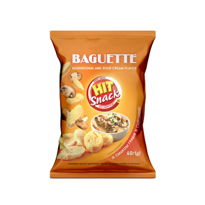 CROUTONS BAGUETTE CRISPY W/MUSHROOMS&SOUR CREAM 30/60GR ZOLOTE ZERNO N474