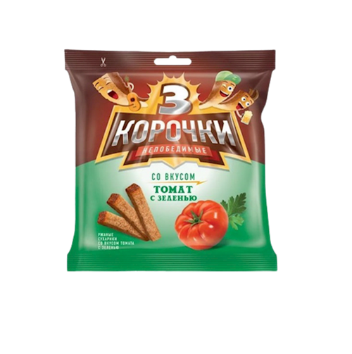 DRY BREAD RYE DOUBLE BAKED W/TOMATO&HERB FLAVOR 60/40GR TRI KOROCHKI N203