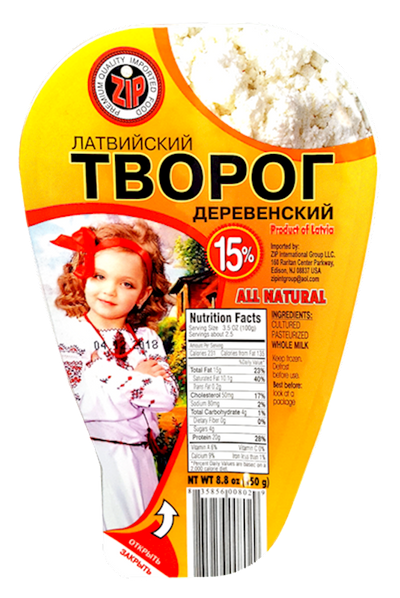 FARMER CHEESE 15% 6/250GR ZIP LATVIA