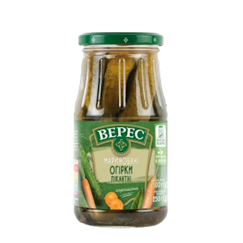 CORNICHONS PICKLED PICANTE 12/500GR VERES UKRAINE