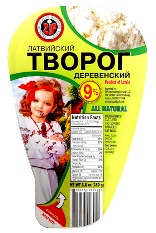 FARMER CHEESE 9% 6/250GR ZIP LATVIA