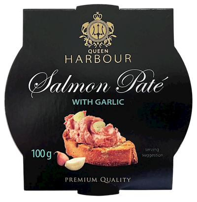 PATE SALMON W/GARLIC 24/100GR QUEEN HARBOUR