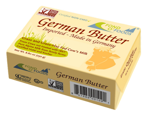 BUTTER GERMAN NON GMO 16/250GR FOND O' FOODS N109 GERMANY