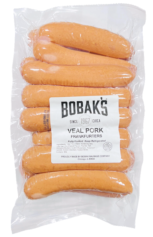 FRANKFURTERS VEAL&PORK BULK V/P 1/5LB BOBAK N14405-1