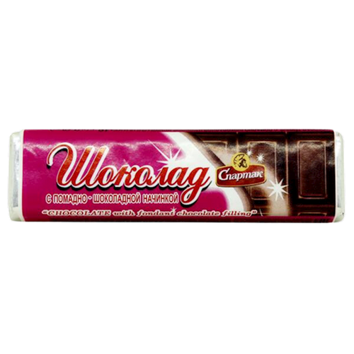 CHOCOLATE BAR BATONCHIK W/POMADKA & CHOCOLATE FILLING 52/48GR SPARTAK N8037