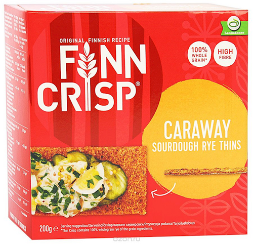 FINN CRISP CARAWAY THIN RYE CRISPBREAD 9/190GR FINLAND