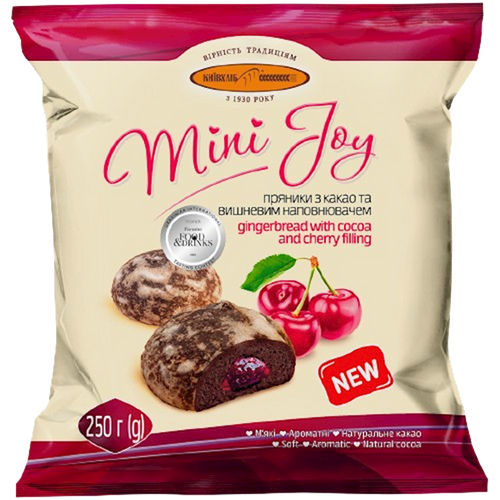 GINGERBREAD W/COCOA&CHERRY FLAVORS 12/250GR MINI JOY UKRAINE N5314