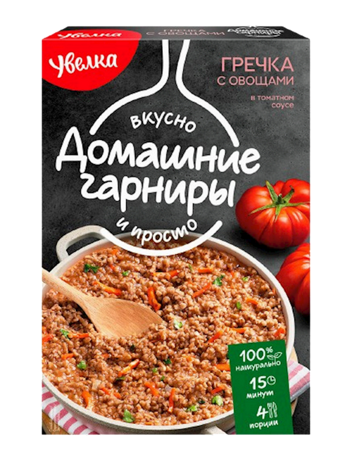 BUCKWHEAT W/VEGETABLES&TOMATO SAUCE 6/(2X150GR) DOMASHNIE GARNIRI UVELKA N360