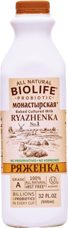 RYAZHENKA MONASTIRSKAYA  BAKED W/CULTURED MILK 12/946ML BIOLIFE