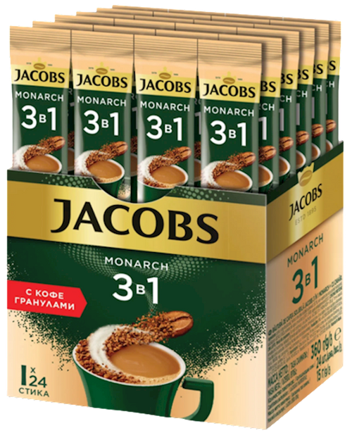 COFFEE STICKS INSTANT JACOBS 3IN1 MONARCH 10/(24X15GR) UKRAINE N814