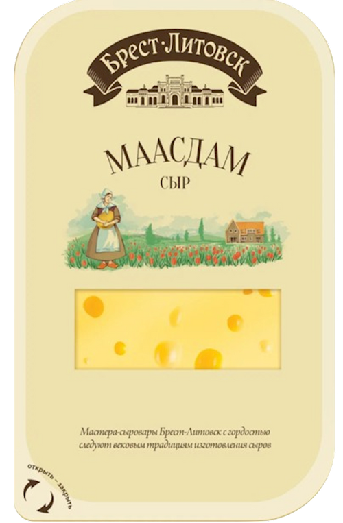 CHEESE MAASDAM 45% SLICED 8/130GR BREST LITOVSK BELARUS N2616