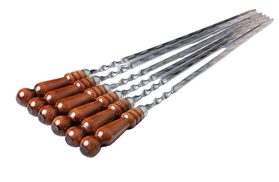 SKEWERS (SHAMPURA) METAL W/WOODEN HANDLE 10PCX40MMX2.5MM