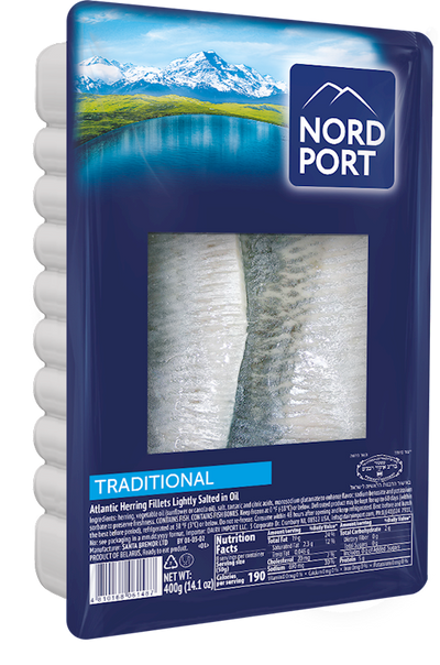 HERRING FILLET LIGHTLY SALTED IN OIL TRADITIONAL 6/400GR NORD PORT NP4727