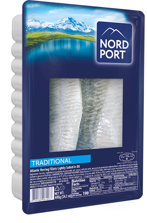HERRING FILLET LIGHTLY SALTED IN OIL TRADITIONAL 6/400GR NORD PORT NP4727