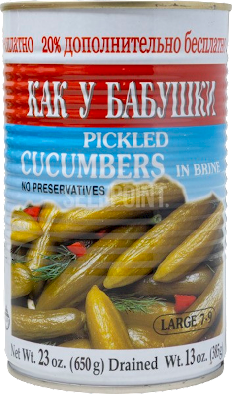CUCUMBERS IN BRINE 7-9 12/650GR ISRAEL KOSHER BABUSHKA
