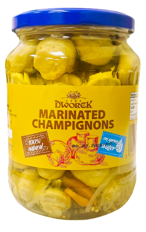 MUSHROOMS CHAMPIGNONS MARINATED WHOLE 8/720ML DWOREK POLAND