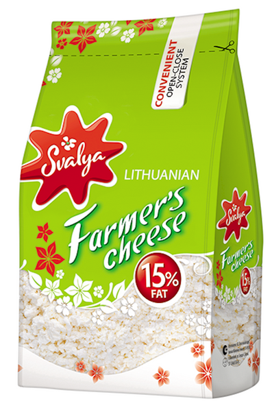 FARMER CHEESE CLASSIC LITOVSKIY 15% FAT 8/370GR SVALIA LITHUANIA SV505/48110