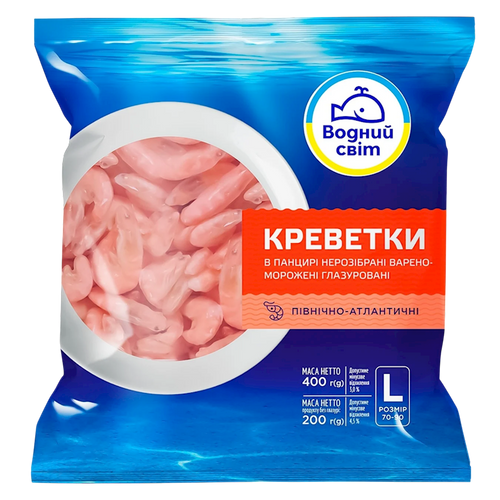 SHRIMP IN SHELL BOILED 10/400GR VODNIY SVIT N28